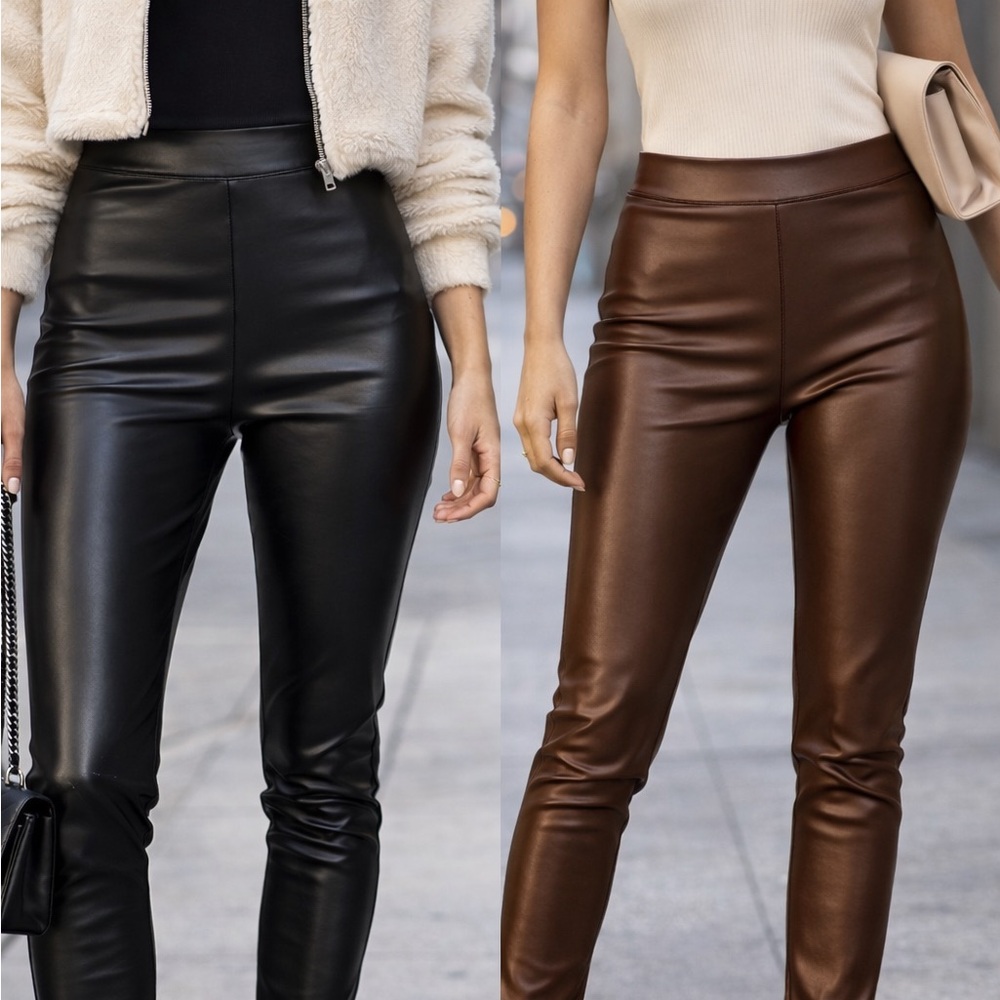 Banana Republic Faux Leather High-Waist Leggings in Black & Brown